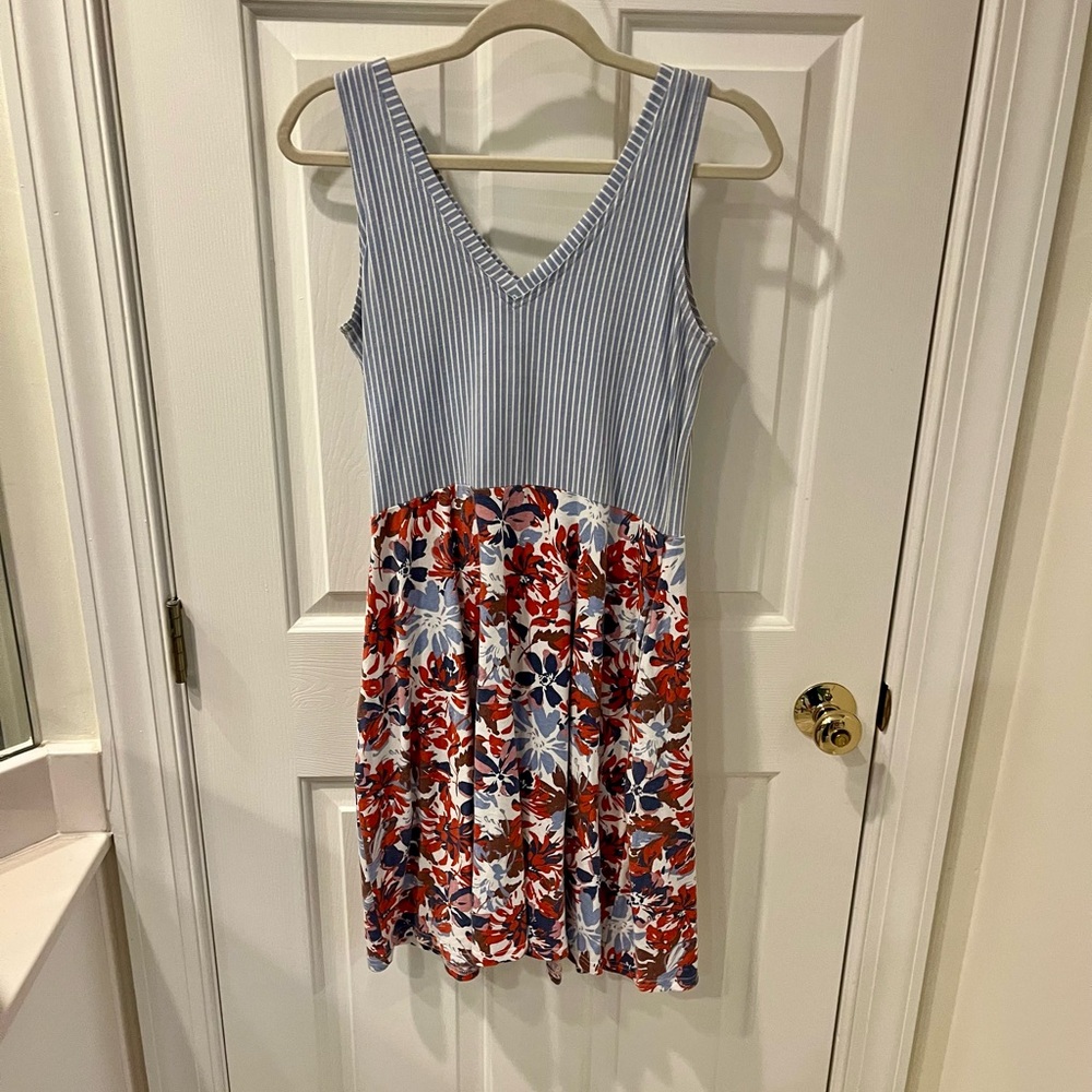 Pact Floral Striped Sleeveless Dress